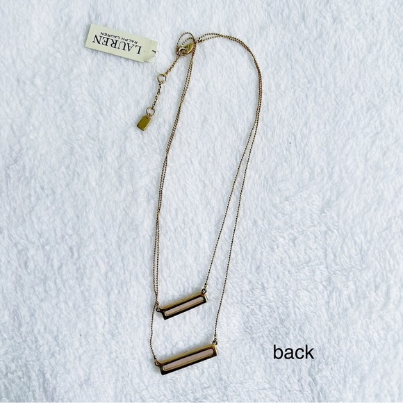 NEW Lauren Ralph Lauren Layered Pink Rectangle Stone Necklace - Picture 4 of 8